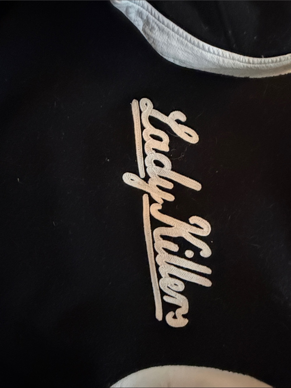 Lady Killer Men's Black Varsity Bomber Jacket - Picture 5 of 5